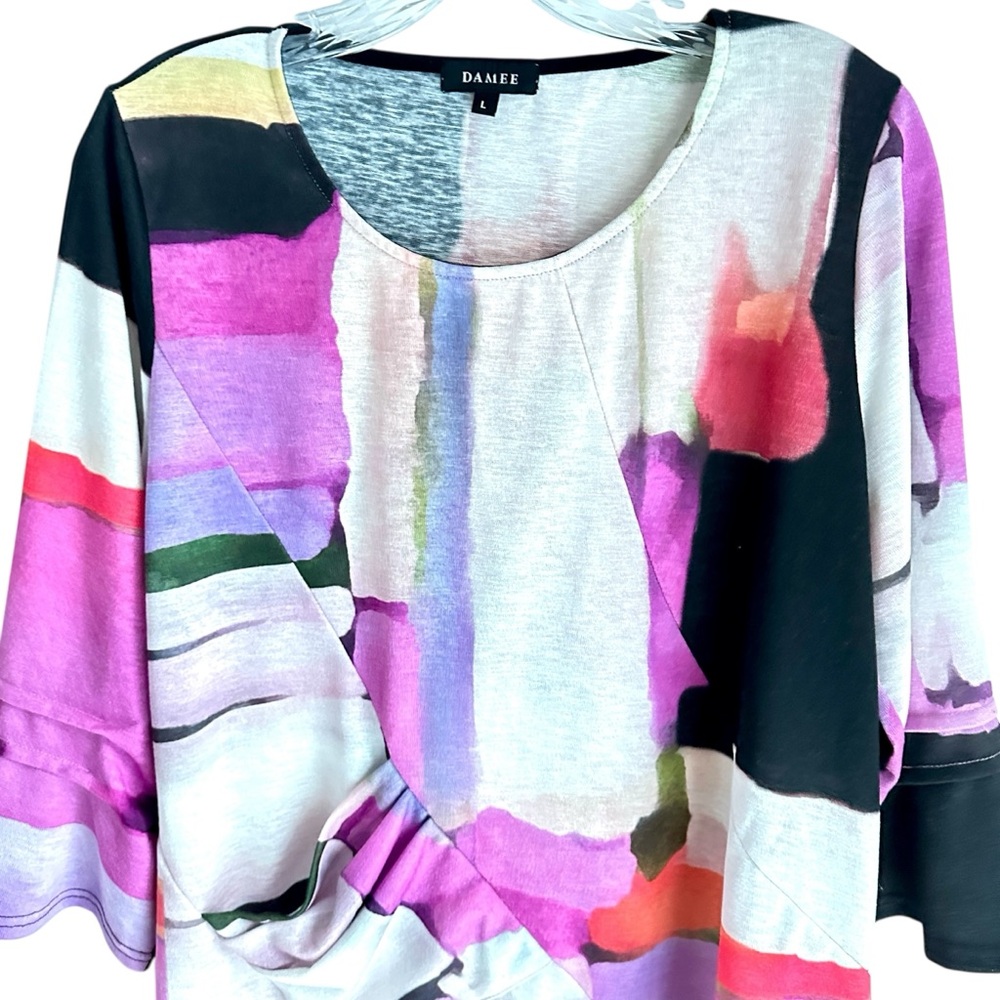 Damee Fluid Print 3/4 Sleeve Tunic Top Size Large - Picture 3 of 7